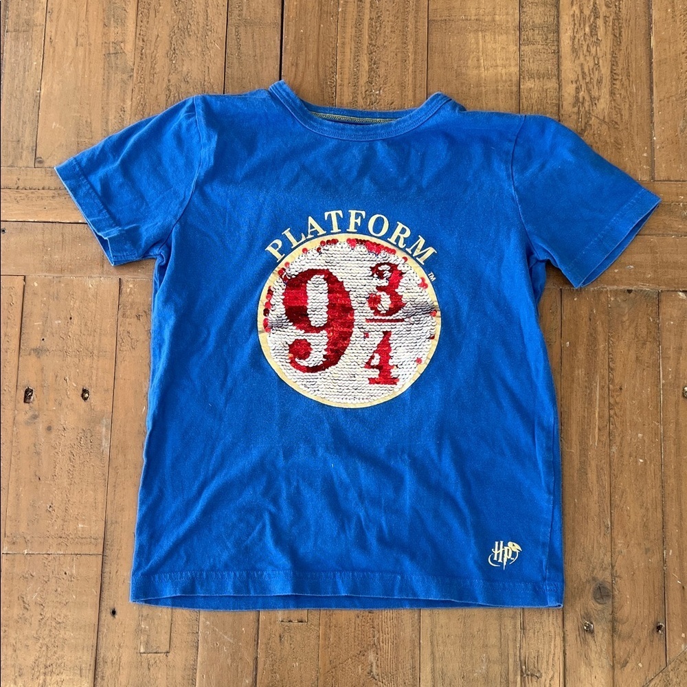 Mini Boden Harry Potter flip sequin platform short sleeve tee shirt 6-7 years
